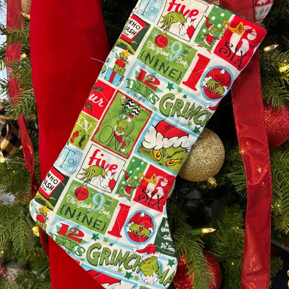 Hand Made Other - Grinch Quilted Stocking